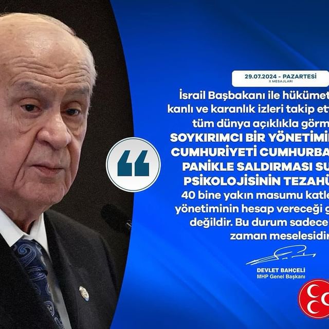 MHP Genel Başkanı Devlet Bahçeli İsrail Politikalarını Eleştirdi