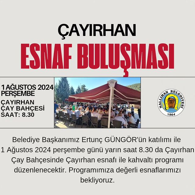 Nallıhan'da Çayırhan esnafı için kahvaltı programı düzenleniyor