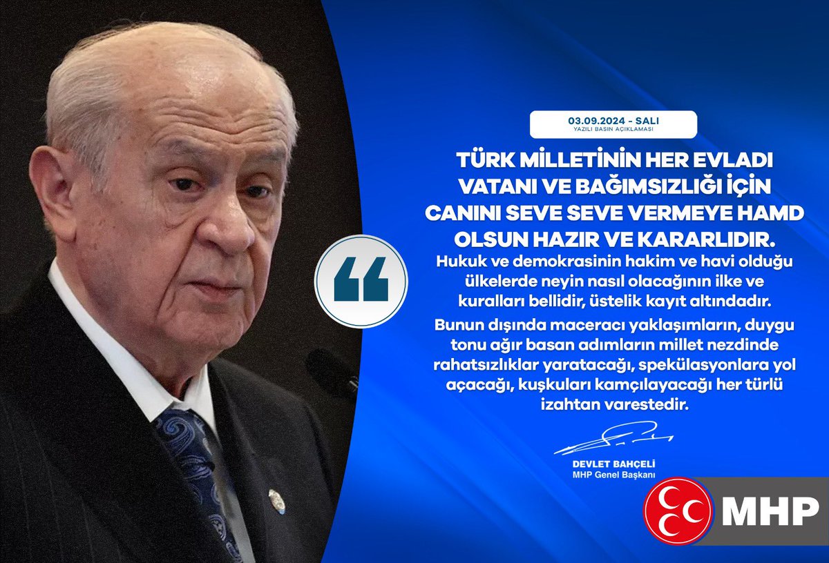 MHP Genel Başkanı Devlet Bahçeli'nin Açıklamaları