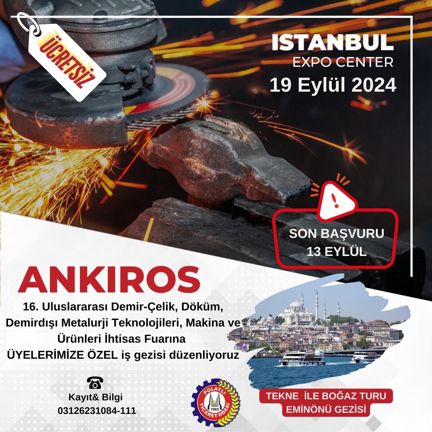 ANKIROS 2024 Fuarı İçin Polatlı Ticaret Odası Ücretsiz İş Gezisi Düzenliyor