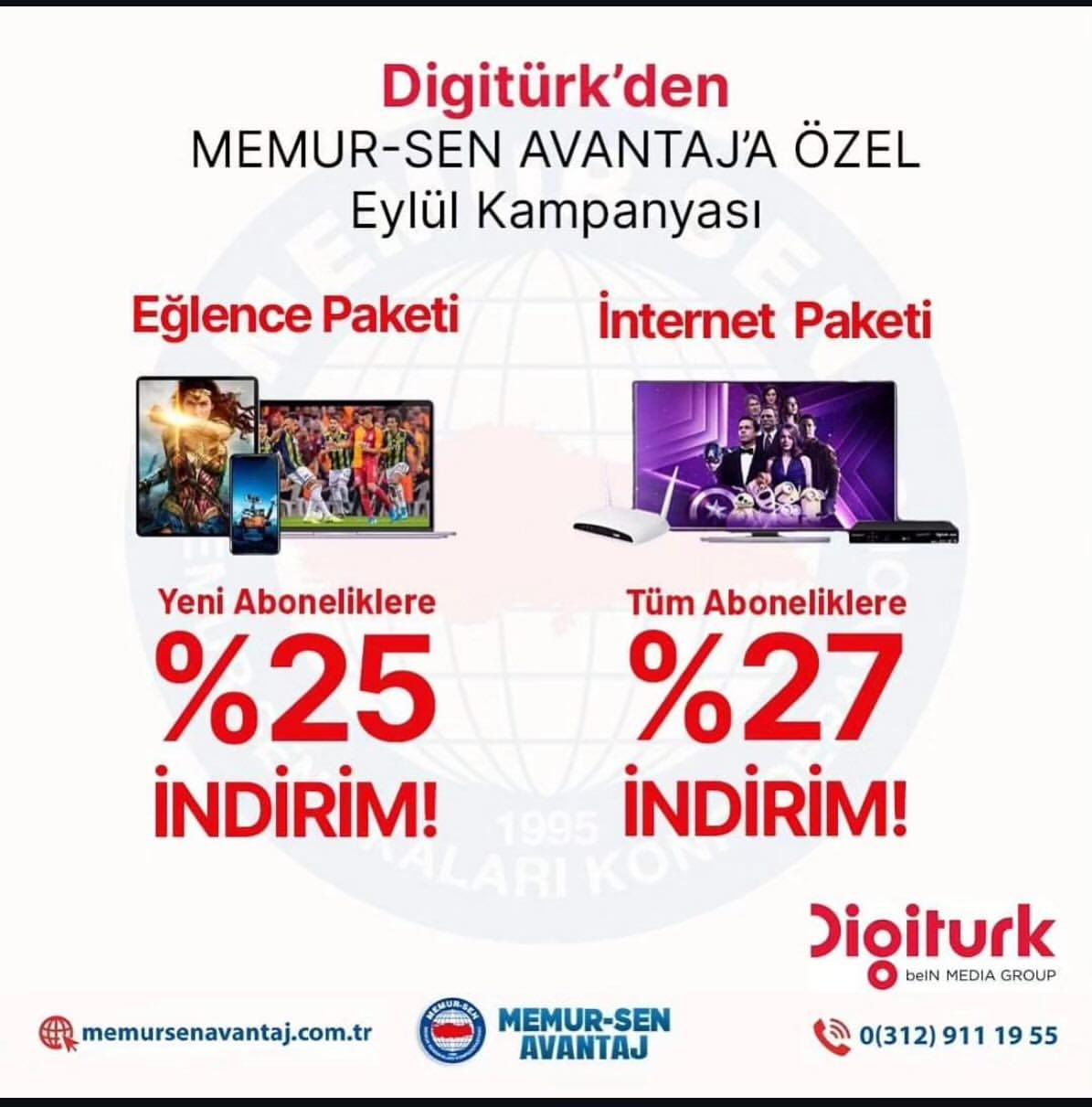 Digitürk, MemurSenAvantaj Üyelerine Özel Eylül Ayı Kampanyası