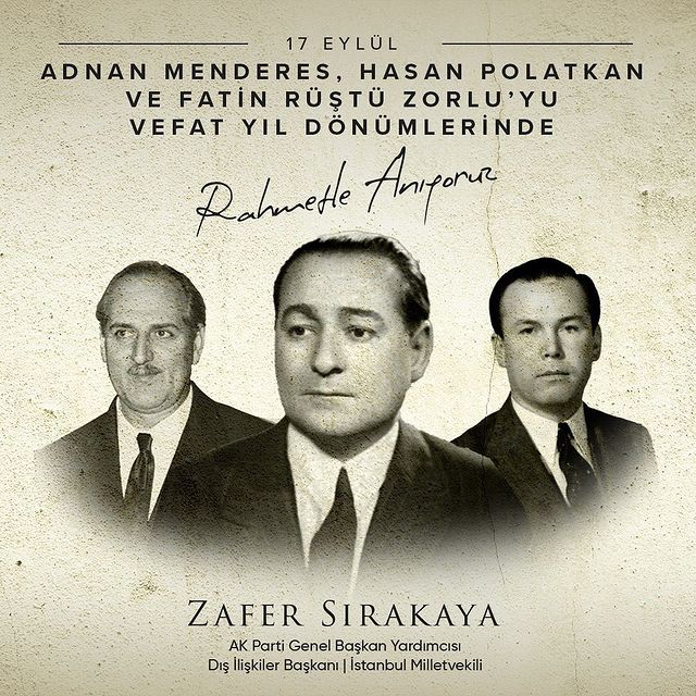 Ak Parti İstanbul Milletvekili Zafer Sırakaya, 27 Mayıs 1960 Darbesi ve İdamlar Hakkında Önemli Bir Mesaj Verdi