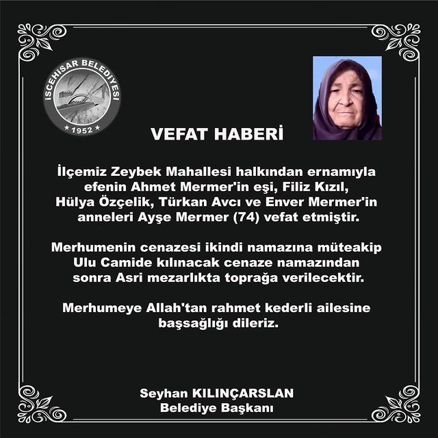 İscehisar'da Ayşe Mermer'in Vefatı