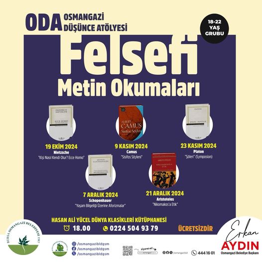 Osmangazi Düşünce Atölyesi'nde Felsefi Metin Okumaları Başlıyor