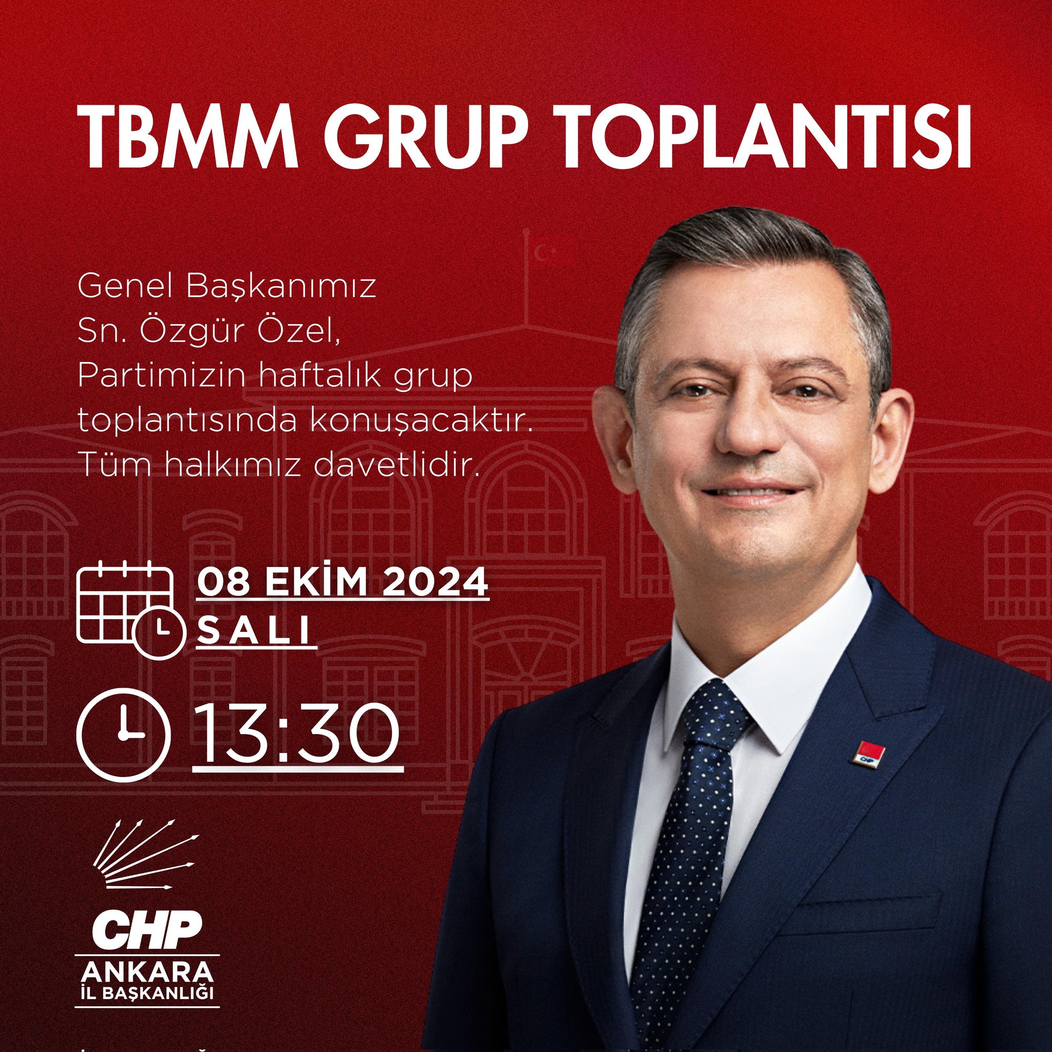 CHP Genel Başkanı Özgür Özel, Partisinin Haftalık Grup Toplantısında Konuşma Yapacak