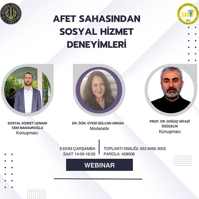 İstanbul Üniversitesi Cerrahpaşa Fakültesi Sosyal Hizmet Bölümü Webinarına Davetlisiniz