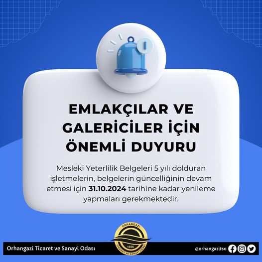 Emlak ve Galeri Sektöründe Mesleki Yeterlilik Belgeleri İçin Önemli Duyuru