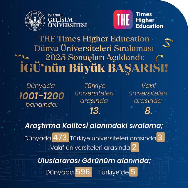 İstanbul Gelişim Üniversitesi, THE Sıralaması'nda Büyük Başarı Elde Etti