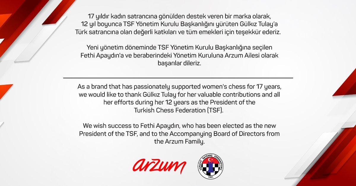 Arzum, Türk Satrancının Gelişimine Destek Veriyor