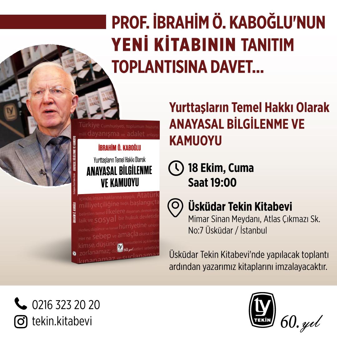 İbrahim Özden Kaboğlu, Yeni Kitabı İçin Türkiye'de Toplantı ve İmza Günü Düzenliyor