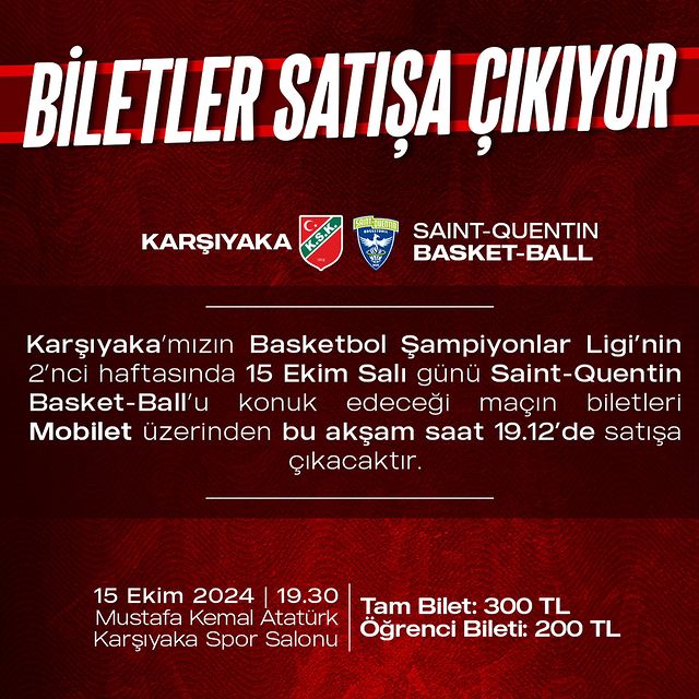 Karşıyaka Basketbol Takımı, Saint-Quentin Basket-Ball ile Karşılaşacak