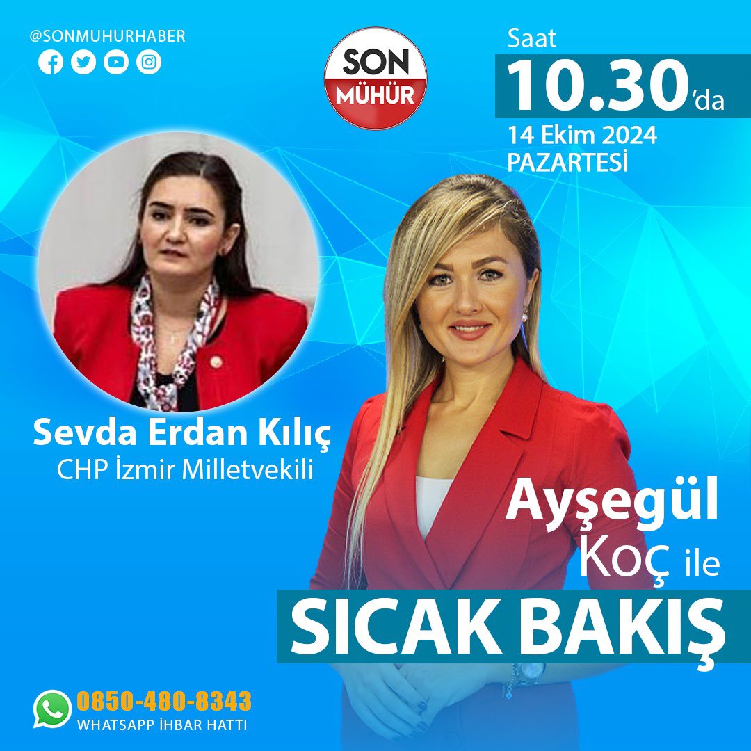 CHP İzmir Milletvekili Sevda Erdan Kılıç, Canlı Yayına Konuk Olacak