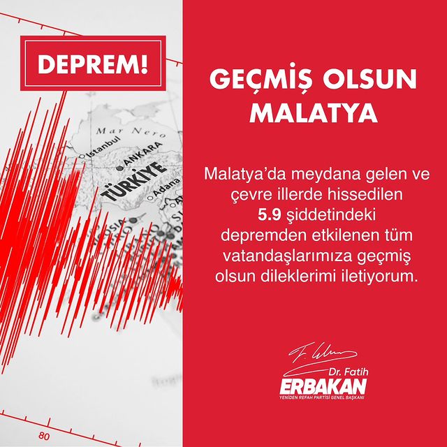 Malatya'da 5.9 Büyüklüğünde Bir Deprem Meydana Geldi