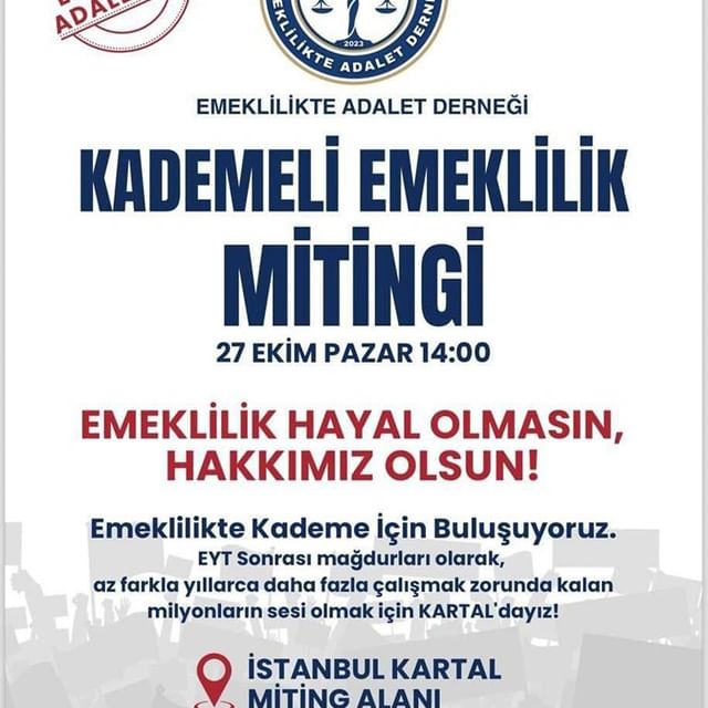 27 Ekim'de Kartal Meydanı'nda Kademeli Emeklilik Etkinliği Düzenlenecek