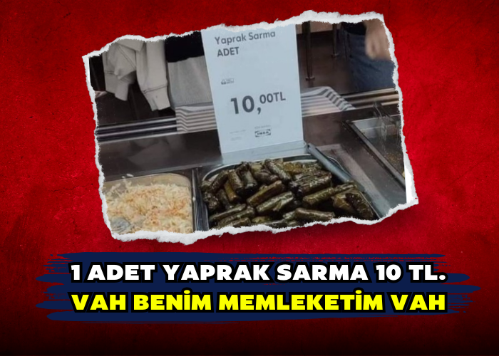 1 adet yaprak sarma 10 TL. Vah benim memleketim vah